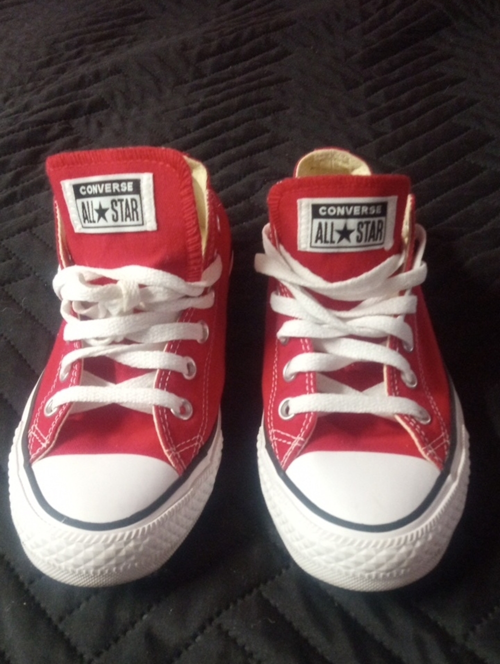 Converse Red and White Low-Top Canvas Sneakers